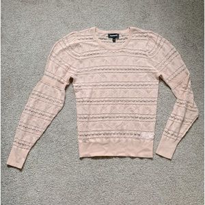 Express size S elegant lace sweater in a light pink. New never worn, no tags.